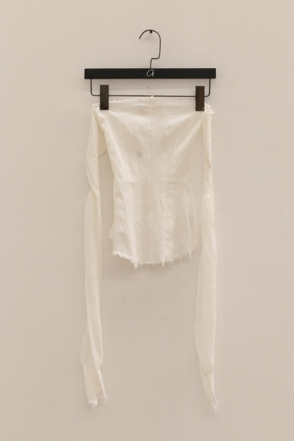 marc le bihan puff sleeve off-the-shoulder top 26918-E21 WHITE white